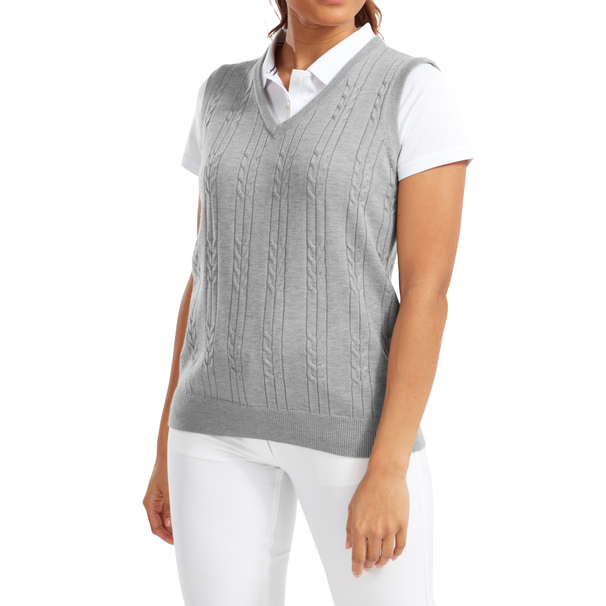 Women's Wool Blend Cable Knit V-Neck Vest